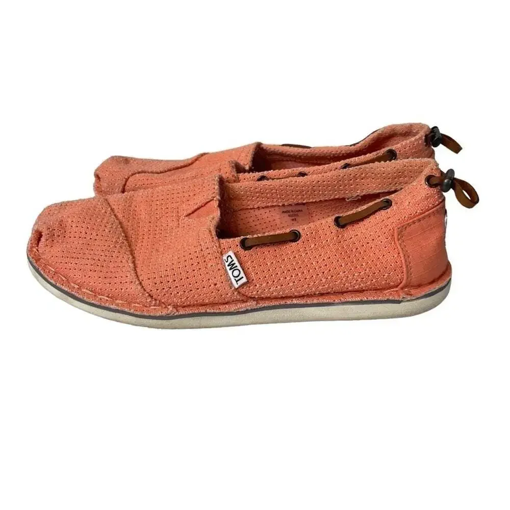 TOMS Orange Burlap Espadrille Flats Womens 8 Slip On Casual Canvas Shoes